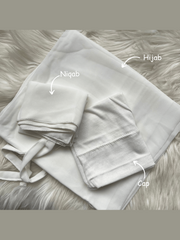 Hijab Niqab & Cap Set - Pure Snow