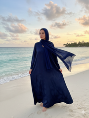 Premium Jacquard Fabric Self Printed Premium Abaya ( Navy Blue Color )