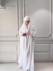 Premium Saudi Jilbab 1-Piece Full Length – white | Free Shipping