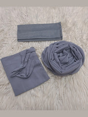 Hijab Niqab & Cap Set - Ash Grey