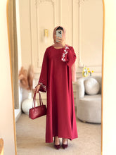Premium Maroon Floral Bloom Embroidered Abaya ( FREE DELIVERY )