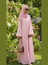 60% OFF - Premium Anaya Pink Bow Abaya with Scarf