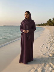 Premium Jacquard Fabric Self Printed Premium Abaya ( Purple Color )