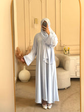 Premium Zoom Front Open Abaya – Free Scarf included ( sky blue ) 60% OFF TODAY