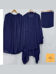 premium Navy Blue 3-Piece Jilbab Set
