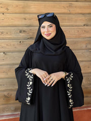 Premium Black Floral Bloom Embroidered Abaya