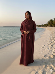 Premium Jacquard Fabric Self Printed Premium Abaya ( Maroon Color )