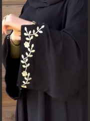 Premium Black Floral Bloom Embroidered Abaya