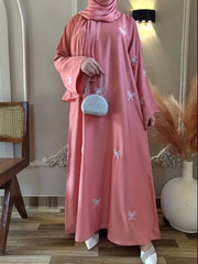Peach Premium Handwork Bow Abaya FLAT 50% OFF with Free Shipping