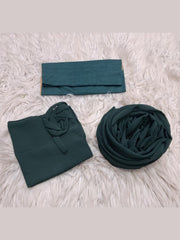 Hijab Niqab & Cap Set - Dark Green
