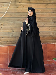 Premium Black Floral Bloom Embroidered Abaya
