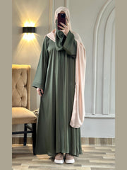 Dark Olive With Beige Scarf and Matching Niqab ( TikTok Premium Fabric )