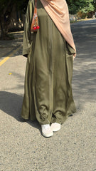 Dark Olive With Beige Scarf and Matching Niqab ( TikTok Premium Fabric )