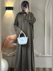 Premium Olive Zoom Front Open Abaya ( FLAT 60% OFF)