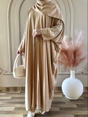 Premium Fawn Handwork Kaftan Style Abaya with Inner