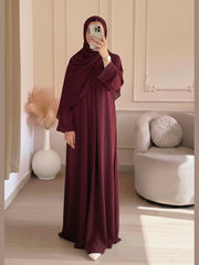 Premium Zoom Front Open Abaya – Free Scarf included ( Dark Maroon ) 60% OFF TODAY