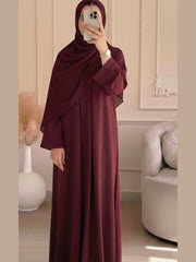 Premium Zoom Front Open Abaya – Free Scarf included ( Dark Maroon ) 60% OFF TODAY