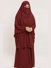 Premium Maroon 3-Piece Jilbab Set