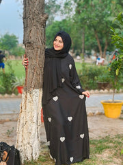 Maxi Style Premium High Quality Embroidered ‘Heart’ Abaya With Scarf