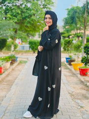 Maxi Style Premium High Quality Embroidered ‘Heart’ Abaya With Scarf