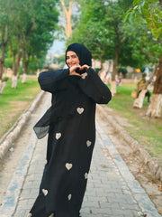 Maxi Style Premium High Quality Embroidered ‘Heart’ Abaya With Scarf