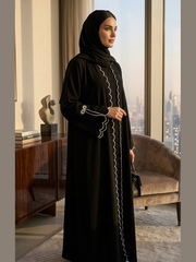The Bow Accent Abaya ( Premium Fabric )