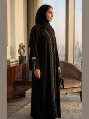 The Bow Accent Abaya ( Premium Fabric )