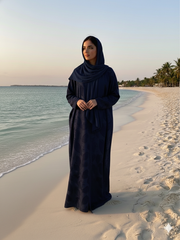 Premium Jacquard Fabric Self Printed Premium Abaya ( Navy Blue Color )