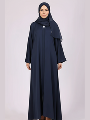 Premium Navy Blue Zoom Front Open Abaya ( FLAT 60% OFF)