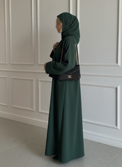 Premium Midnight Green Zoom Front Open Abaya ( FLAT 60% OFF)