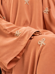 Peach Premium Handwork Bow Abaya FLAT 50% OFF with Free Shipping