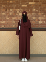 Premium Zoom Front Open Abaya – Free Scarf included Dark Maroon 60% OFF TODAY
