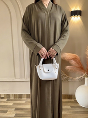 Premium Olive Zoom Front Open Abaya ( FLAT 60% OFF)