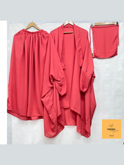 premium Jilbab Peachish Pink 3-Piece Set