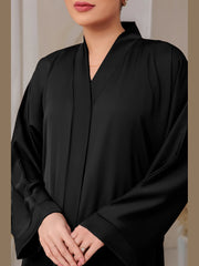 Premium Black Front Open Nida Fabric Abaya (60% OFF TODAY)