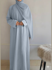Plain Regular Zoom Front Open Abaya – Sky Blue