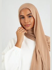 Matching Butter Modal Hijab Set - Almond