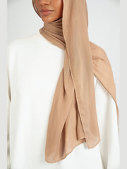 Matching Butter Modal Hijab Set - Almond