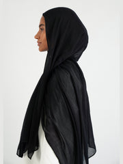 Matching Butter Modal Hijab Set - Black