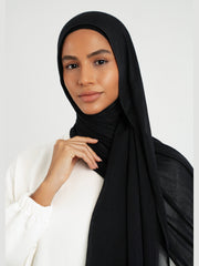 Matching Butter Modal Hijab Set - Black