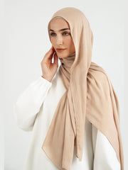 Matching Butter Modal Hijab Set - Biscuit