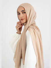 Matching Butter Modal Hijab Set - Biscuit