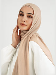 Matching Butter Modal Hijab Set - Biscuit