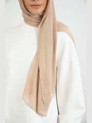 Matching Butter Modal Hijab Set - Biscuit