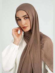 Matching Butter Modal Hijab Set - Walnut