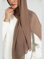 Matching Butter Modal Hijab Set - Walnut