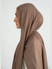 Matching Butter Modal Hijab Set - Walnut