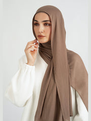 Matching Butter Modal Hijab Set - Walnut