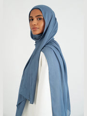 Matching Butter Modal Hijab Set - Denim