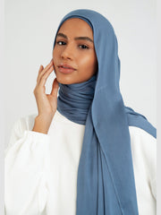 Matching Butter Modal Hijab Set - Denim